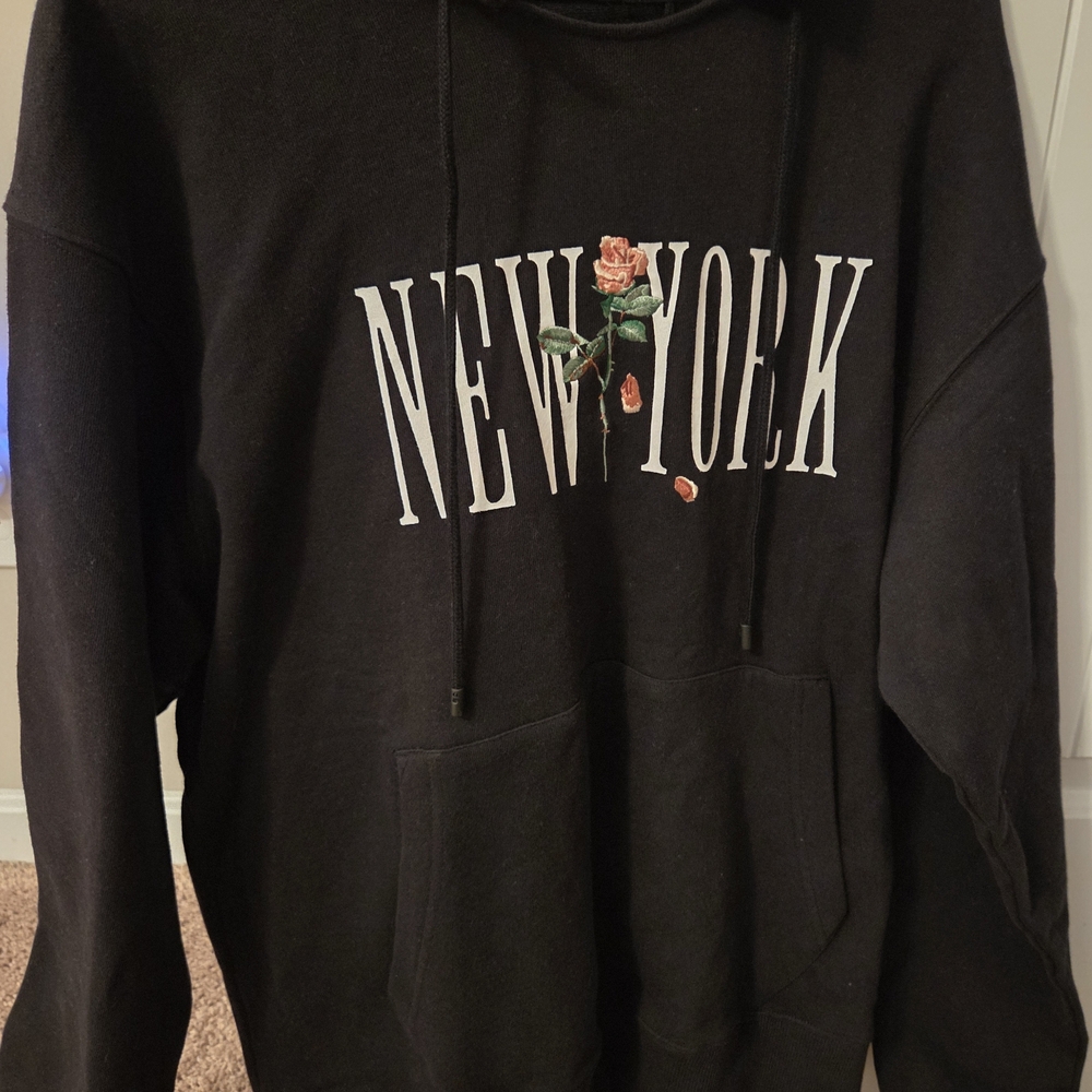 Stampd Black Hoodie with New York Rose Graphic